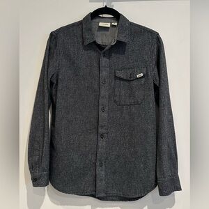 Vans Boy’s Flannel Button-Down Shirt in Black Heather, Size Medium, EUC